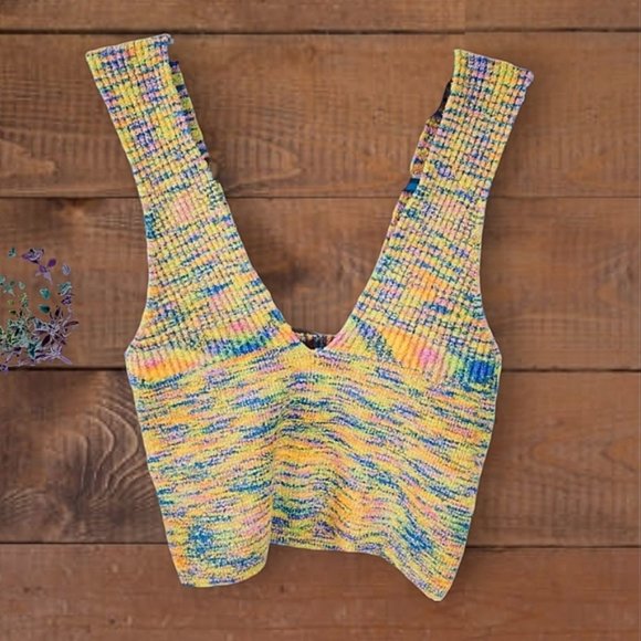 Urban Outfitters psychedelic "Sugar" Cropped V-neck Vest Knit Top - Picture 3 of 15